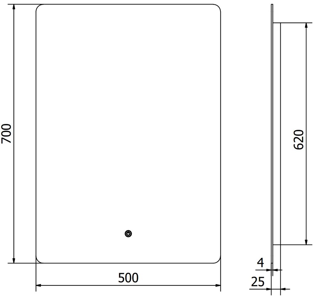 Mexen Sun, LED kúpeľňové zrkadlo s podsvietením 50 x 70 cm, 6000K, ochrana proti zahmlievaniu, 9807-050-070-611-00