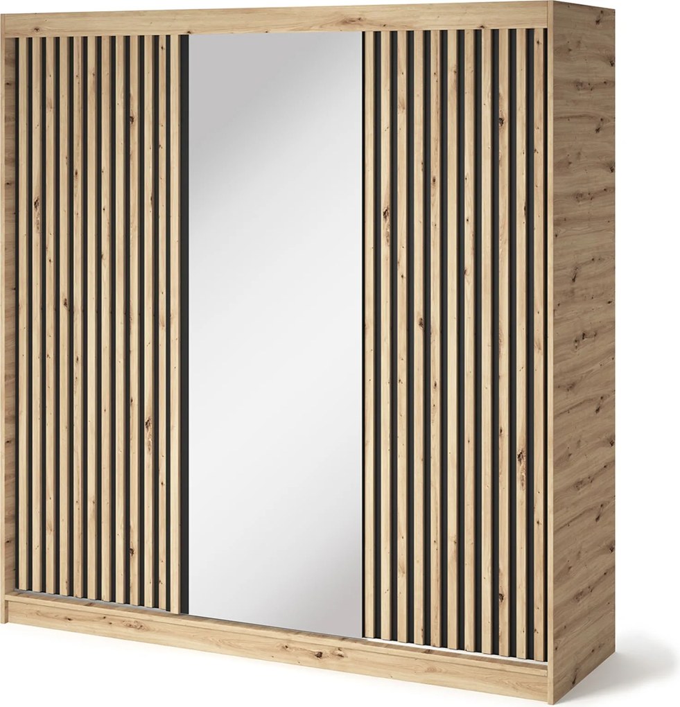 Šatní skříň Emerio se zrcadlem 180 cm dub Artisan