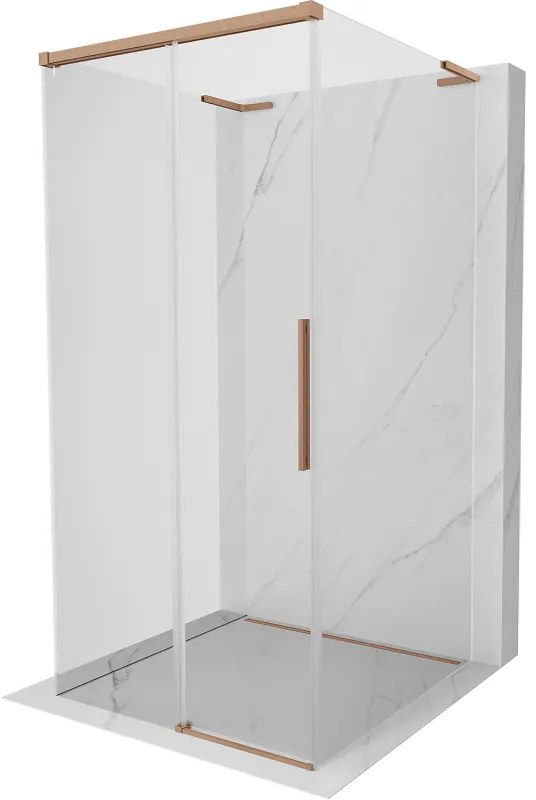 Mexen Rox-3SL, 3-stenný nadstavec na sprchový kút 95 x 95 cm, 8mm číre sklo, medený matný profil, 8C2L-095-095-65-00-3S