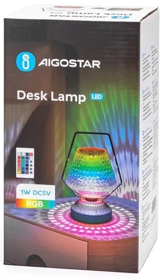 Aigostar- LED RGB Stmievateľná nabíjacia stolná lampa LED/1W/5V 1800mAh 20 cm + DO
