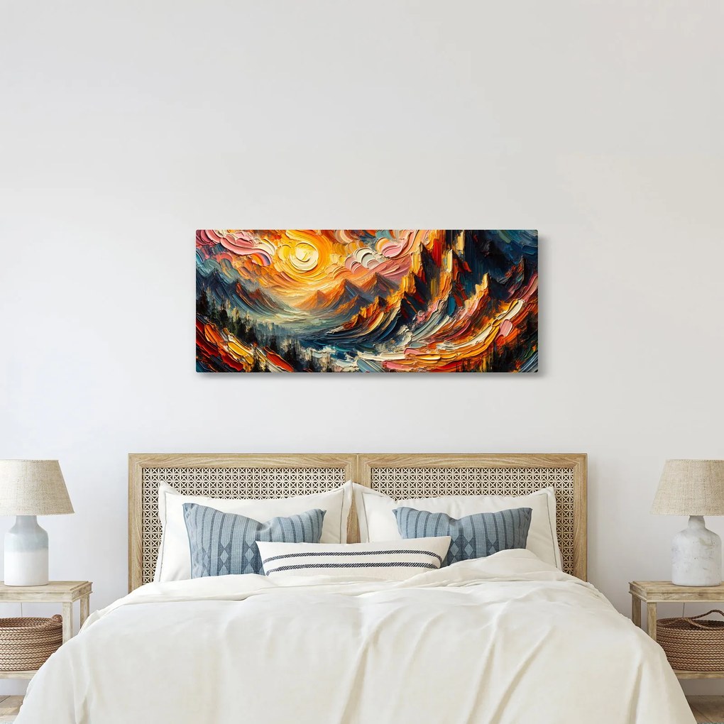 Obraz - Hory zalité slnkom (120x50 cm)