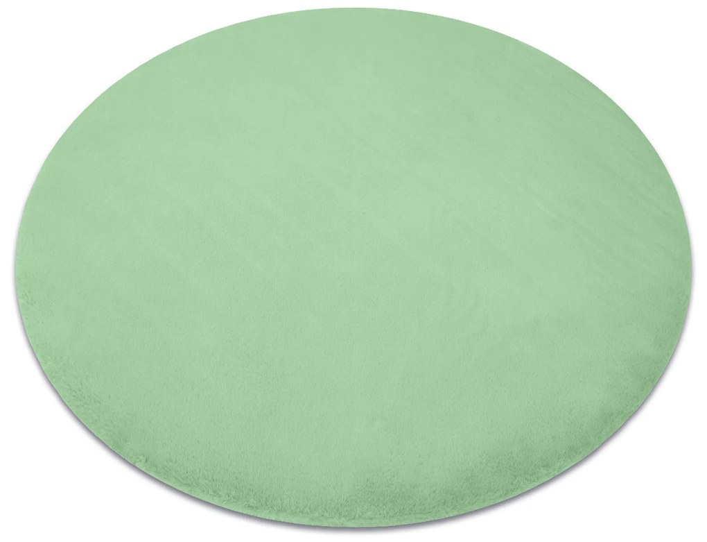 Okrúhly koberec BUNNY, zelený, imitácia králičej kožušiny