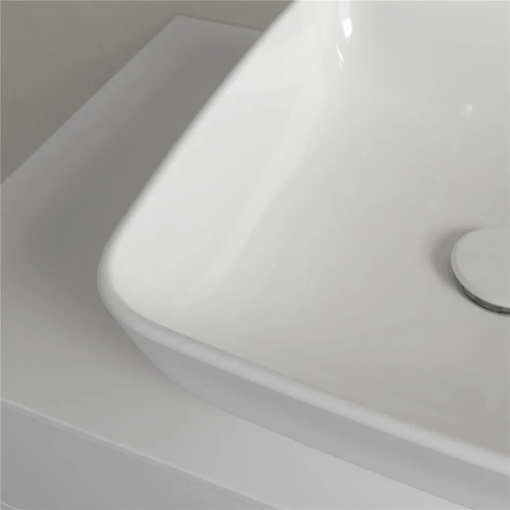 VILLEROY & BOCH Artis štvorcové umývadlo na dosku bez otvoru, bez prepadu, 410 x 410 mm, Stone White, s povrchom CeramicPlus, 417841RW