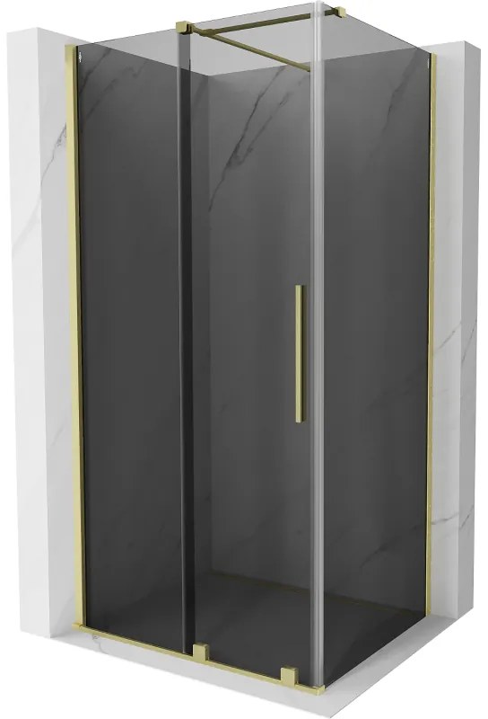 Mexen Velar, sprchový kút s posuvnými dverami 130 x 85 cm, 8mm šedé sklo, zlatá matná, 871-130-085-41-55