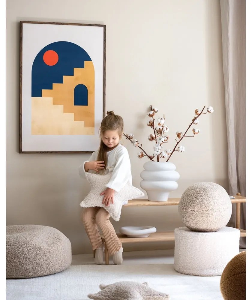 Krémový detský puf z textílie buklé – Wigiwama