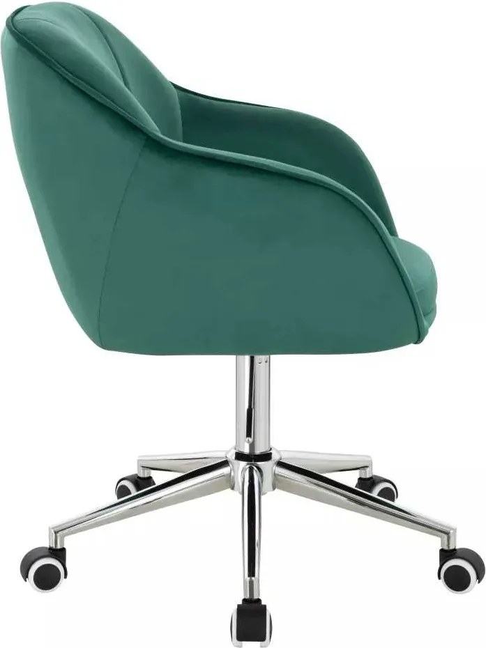 LuxuryForm DESIGN Stolička AVOLA VELUR na striebornej podstave s kolieskami - zelená