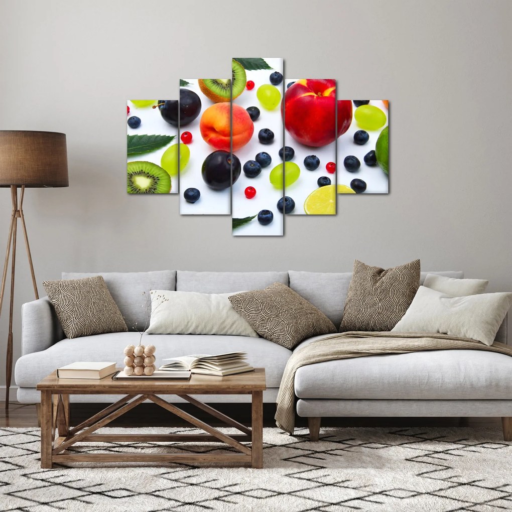 Obraz ovocia s kvapkami vody (150x105 cm)