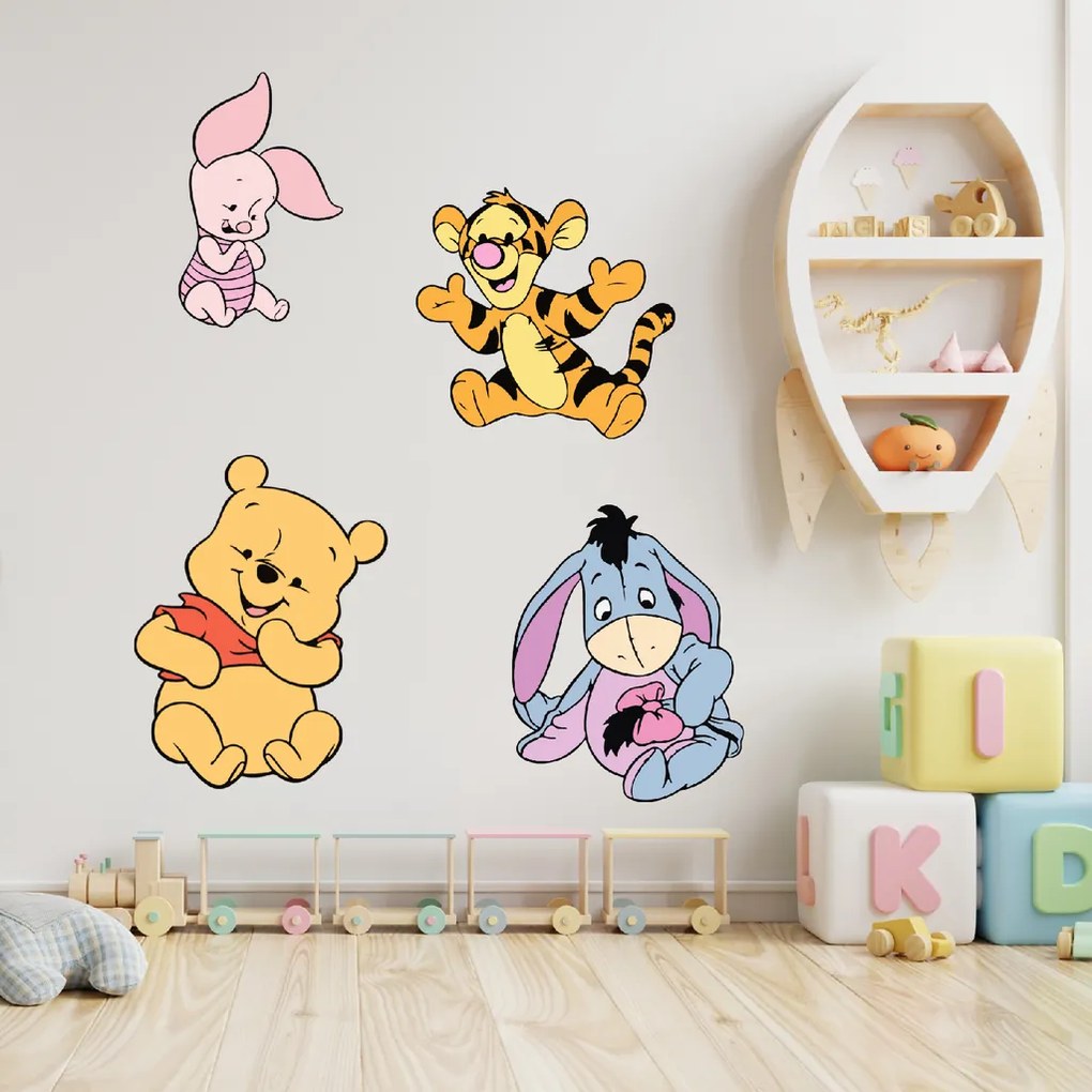 60x70cm Baby Macko Pú a kamaráti - nálepka na stenu