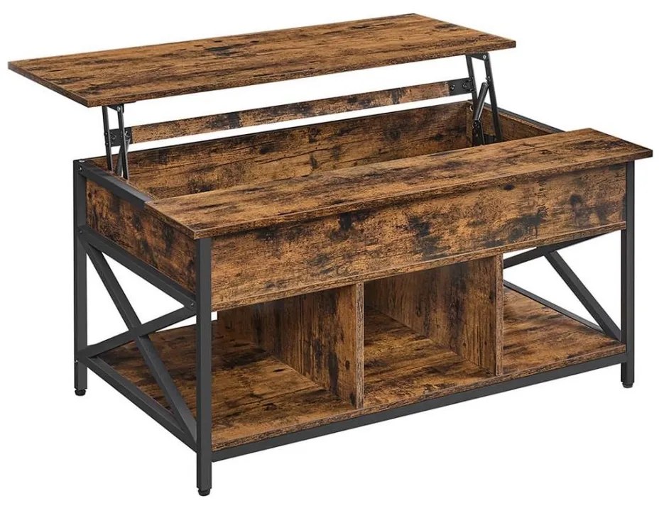 Konferenčný stolík so zdvíhacou doskou NYRO hnedá/čierna