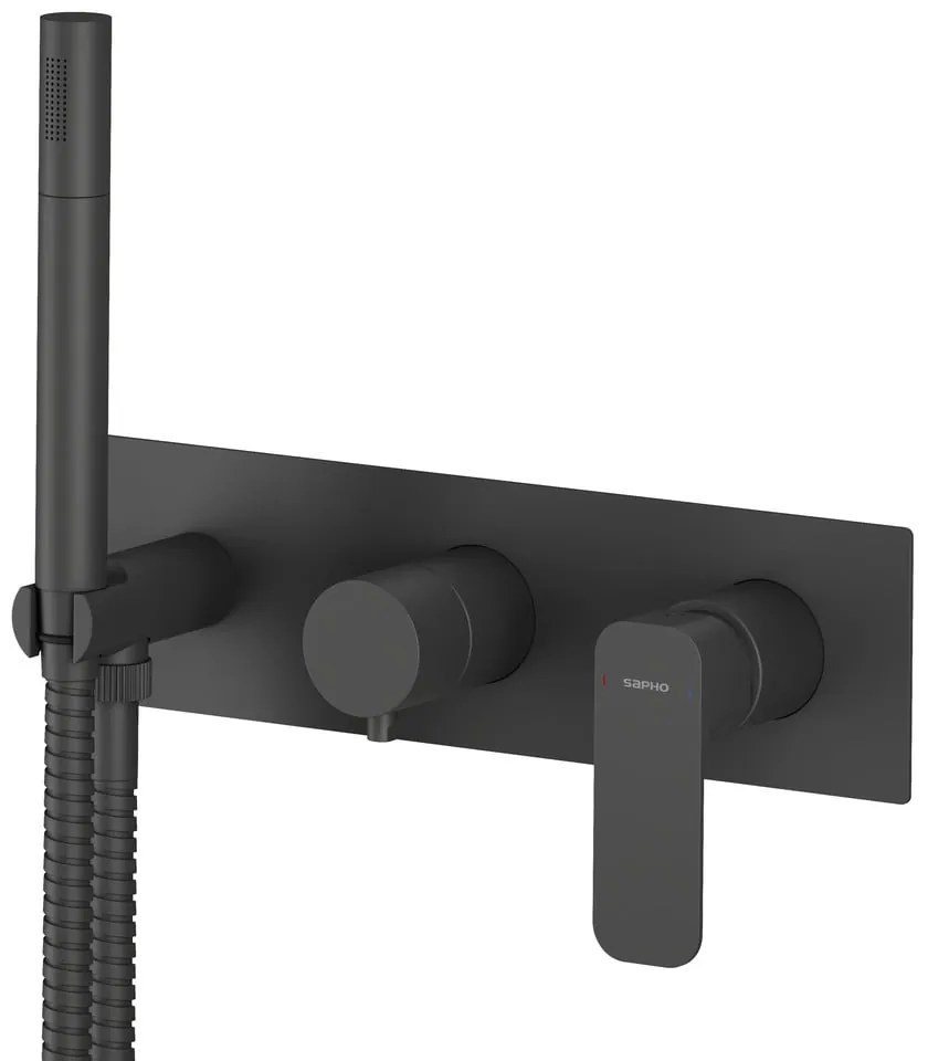 Matne čierna podomietková sprchová batéria (2 výstupy) Spy – Sapho