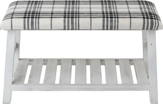 Biela drevená lavica s textilným sedákom Matte - 80 * 40 * 44cm