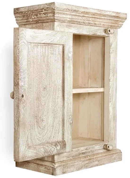 furniture-nabytek.cz - Masívna kúpeľňová nástenná skrinka Patina z mangového dreva, lakovaná, prírodná farba – 48×24×70 cm