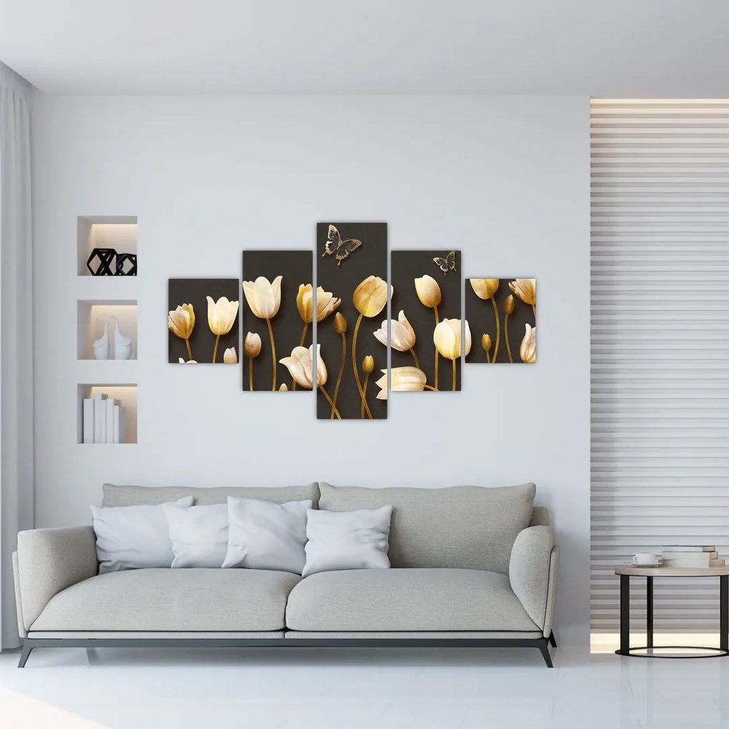 Obraz zlatých tulipánov