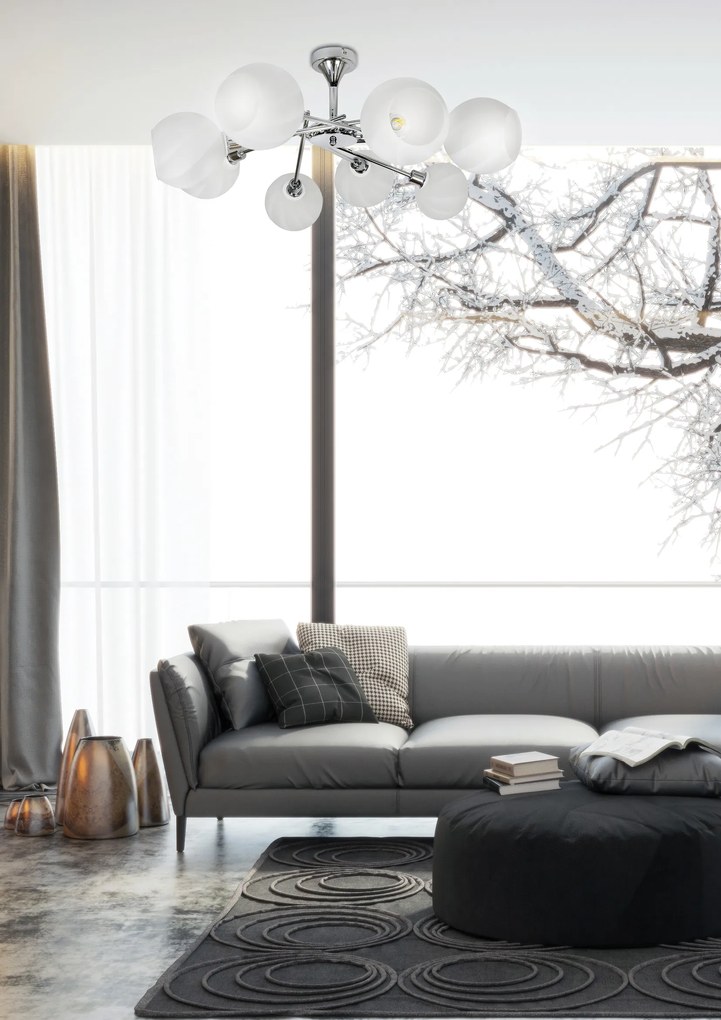 Candellux RAUL Luster 8X40W E14 Chrome Shade White 38-72290