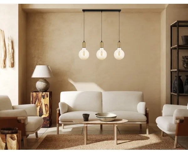 Luster na lanku MIROS 3xE27/60W/230V čierna/zlatá