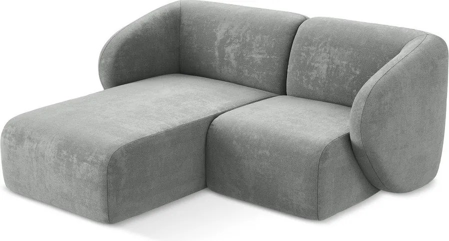 Sivá ženilková rohová pohovka (ľavý roh/s leňoškou) Lani – Makamii