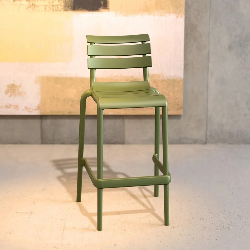 HELEN BAR 75 záhradná barová stolička olive green
