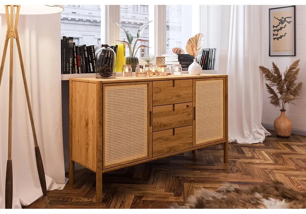 Nízka komoda z dubového dreva 142x84 cm Pola - The Beds