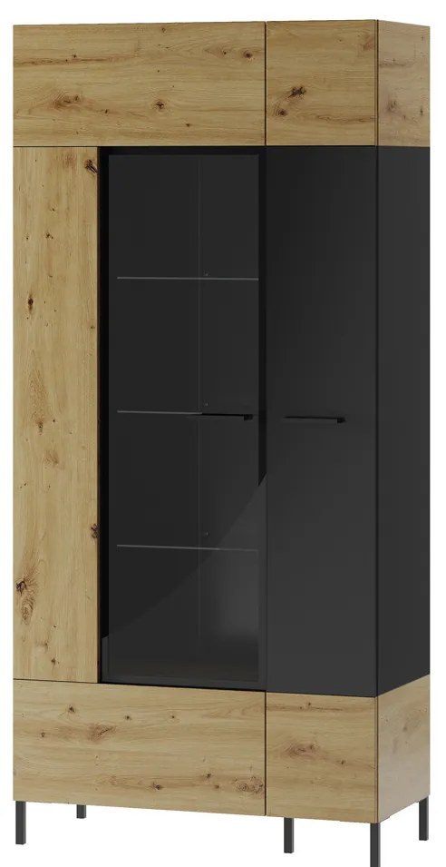 Vitrína Lucas II 12 90 cm dub Artisan/čierna