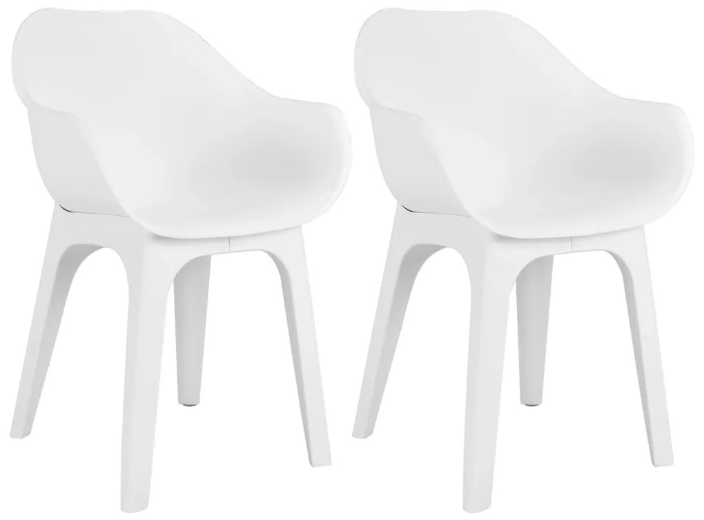 vidaXL Záhradné stoličky s opierkami 2 ks biele plastové