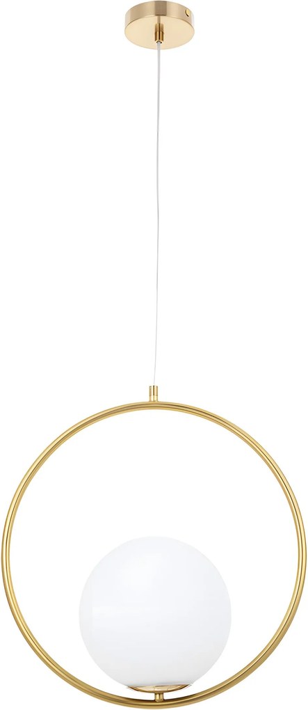Toolight Toolight, stropná lampa visiaca sklenená guľa z bieleho zlata G109-1W Gold, OSW-09734