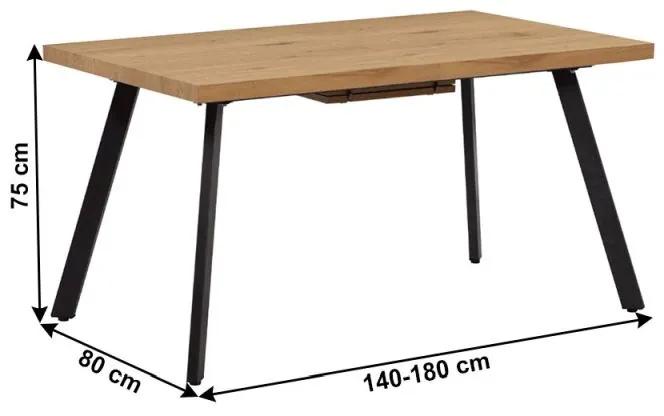Kondela Jedálenský stôl, rozkladací, dub/kov, AKAIKO