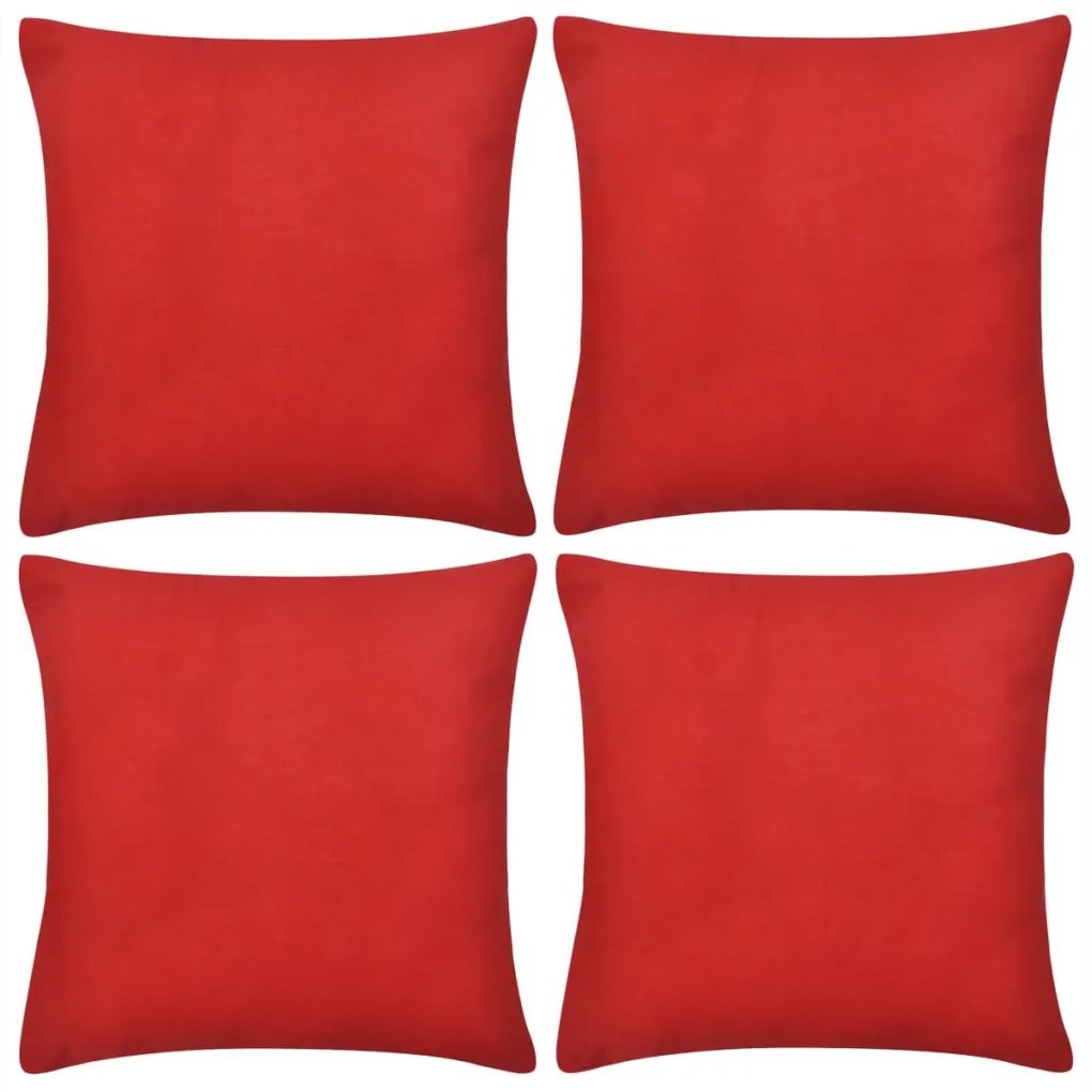 vidaXL Návliečky na vankúše, 4 ks, bavlna, červené, 50 x 50 cm