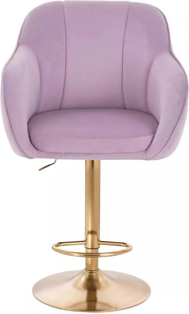 LuxuryForm DESIGN Barová stolička AVOLA VELUR na zlatom tanieri - levanduľa