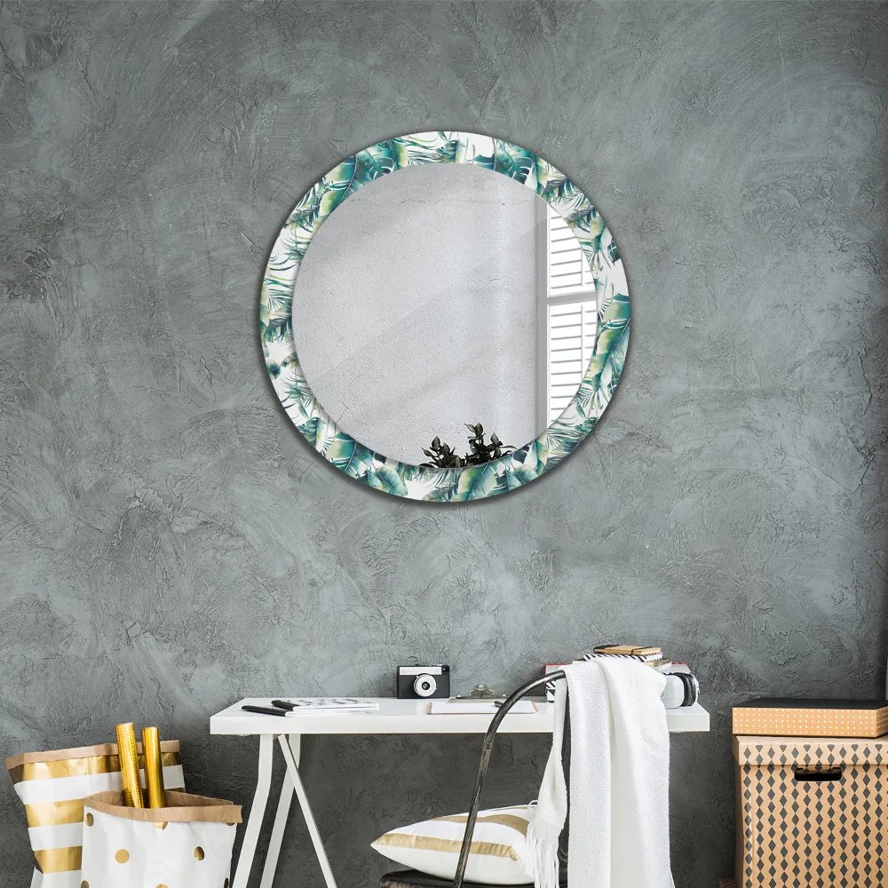 Okrúhle ozdobné zrkadlo Listy fi 80 cm