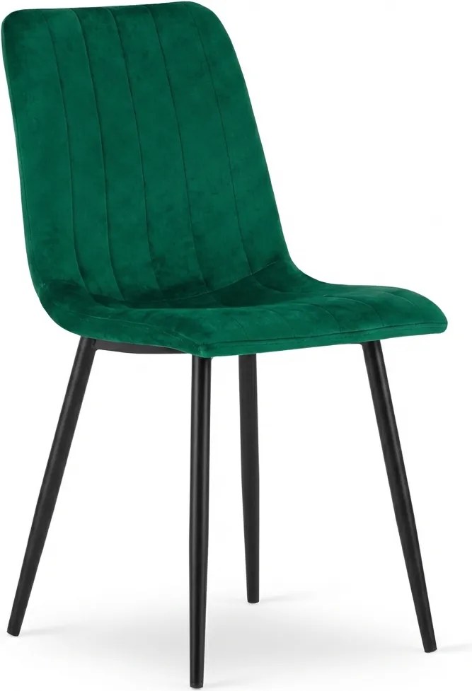 Tmavozelená zamatová stolička LAVA BOTTLE GREEN s čiernymi nohami