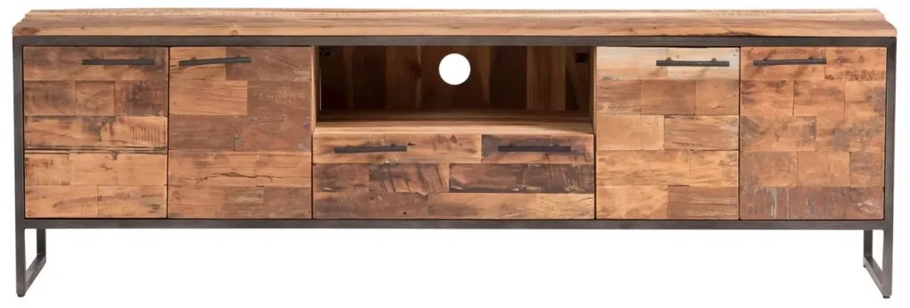furniture-nabytek.cz - Masivní TV stolek Bristol z recyklovaného dřeva, hnědý – 180×38×52 cm