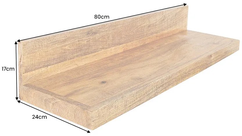 Dizajnová nástenná polica Elegant 80 cm mango