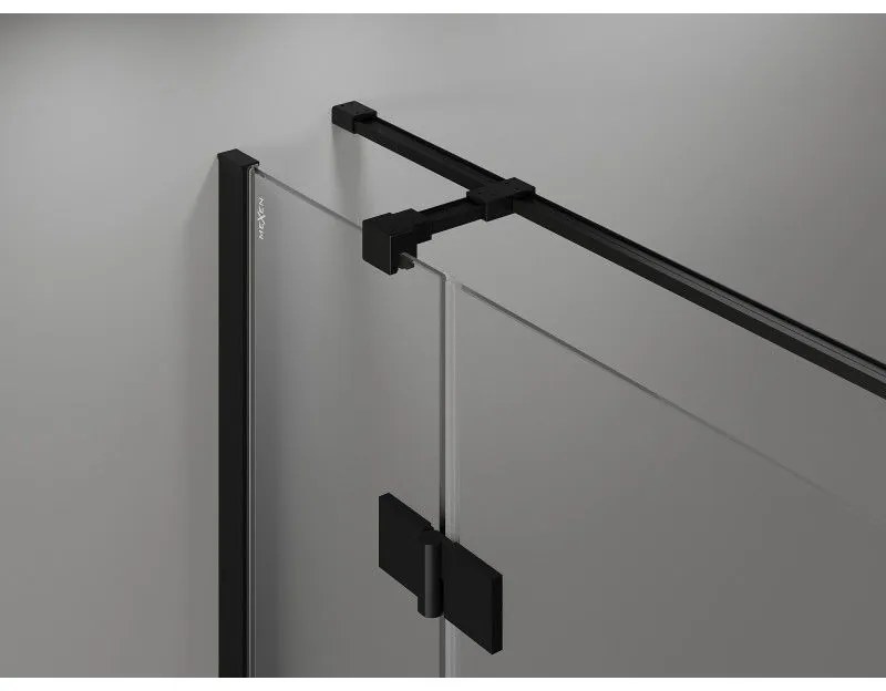 Mexen Mist H T, sprchový kút s výklopnými dverami pravý 110 x 110 cm, číre sklo, čierny profil, 8A5T-110-110-70-00-P