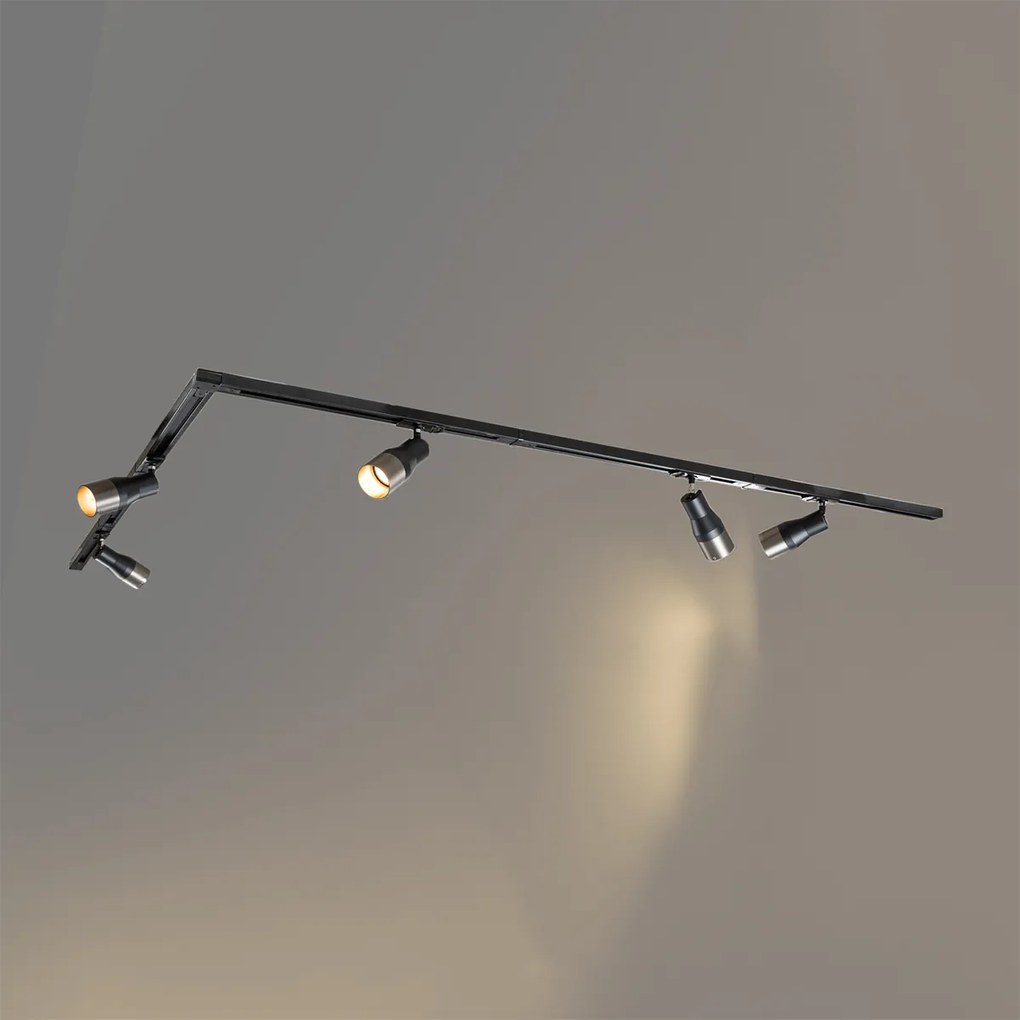Moderný koľajnicový systém s 5 reflektormi antracitovej farby 1-fázový - Iconic Kohua