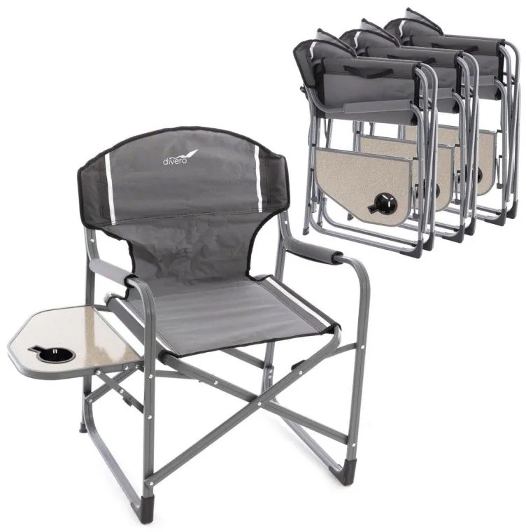 Garthen 66332 Sada 4 x kempingová stolička so stolíkom a držiakom nápojov