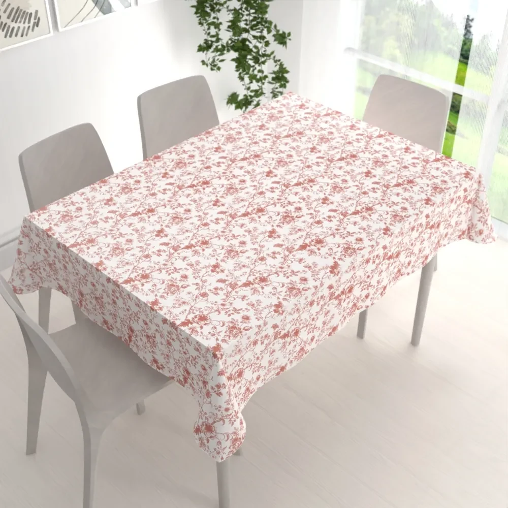 Biante Bavlnený obdĺžnikový obrus Sandra SA-640 Lososové kvety na bielom 80x120 cm