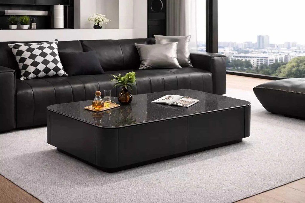 LuxuryForm DESIGN Konferenčný stolík ASTON 120 × 60 × 36 cm – čierny s tmavou doskou
