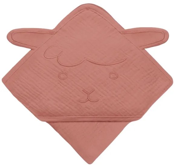 Lionelo - Detská mušelínová osuška s kapucňou Korálová