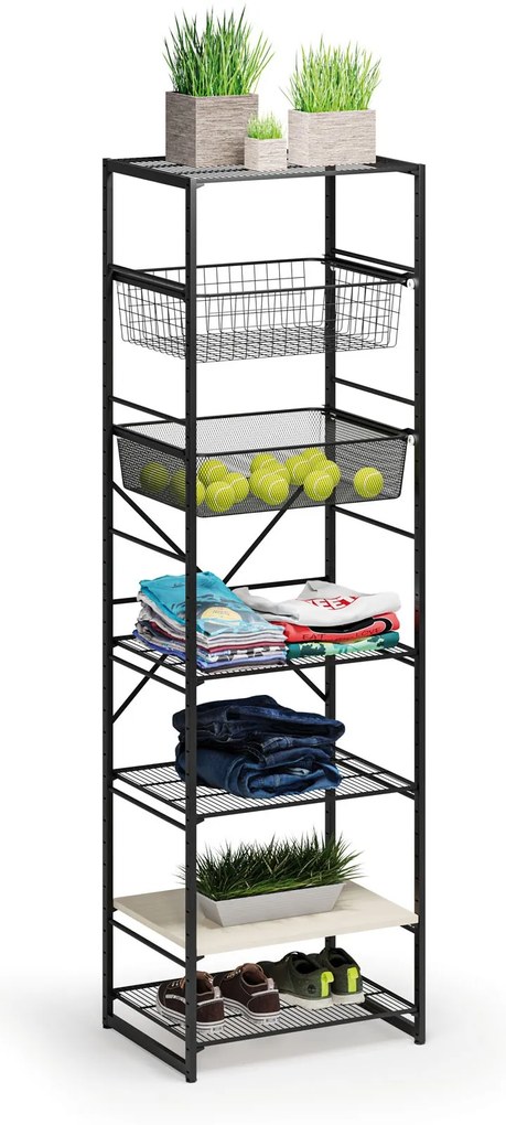 Otvorená šatníková zostava TYP II, 600 x 460 x 2020 mm, čierna