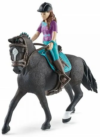 Schleich 42541 Hnedovláska Lisa s pohyblivými kĺbmi na koni Storm