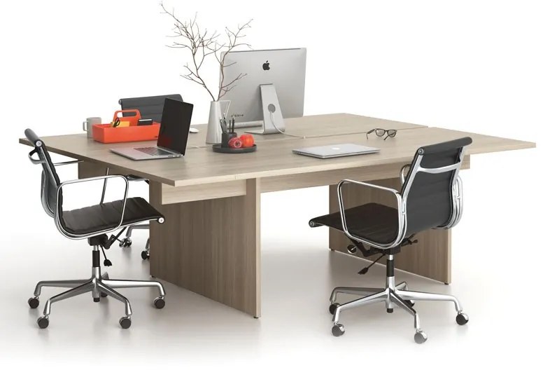 Stôl double SOLID + 1x prísed, 2100 x 1650 x 743 mm, dub prírodný