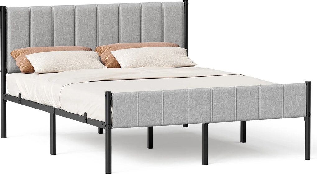 Rám manželskej postele VASAGLE 160 x 200 cm s oceľovými lamelami, sivá RMB975G01