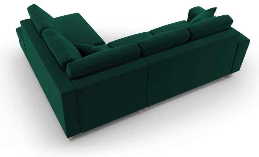 Zelená zamatová rozkladacia/s úložným priestorom rohová pohovka (pravý roh/do L) Kyoto – Cosmopolitan Design