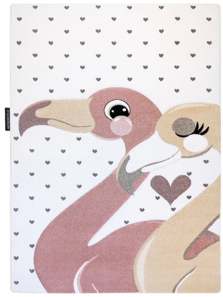 Dywany Łuszczów Detský kusový koberec Petit Flamingos hearts cream - 160x220 cm