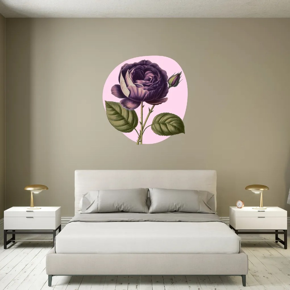 60x60cm Fialová ruža - textilná nálepka na stenu