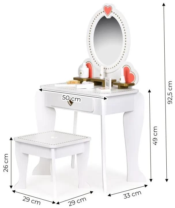 Veľký drevený detský toaletný stolík so zrkadlom