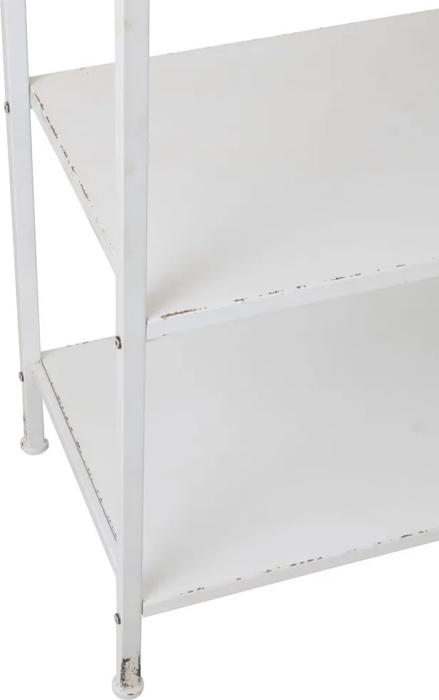 Biely antik kovový policový regál so šuplíkom Valio White - 54*38*140cm