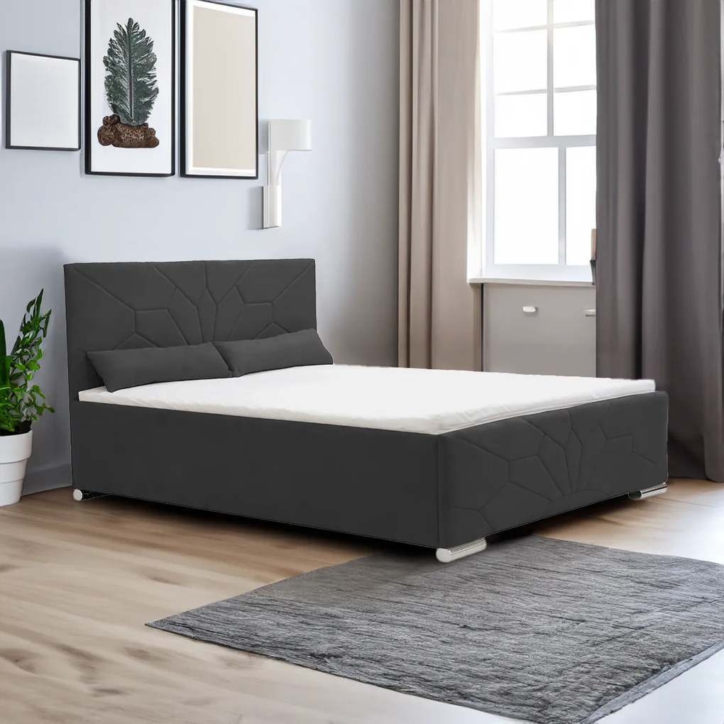 Čalúnená posteľ s úložným priestorom a matracom SOLO 140 x 200 cm Čierna