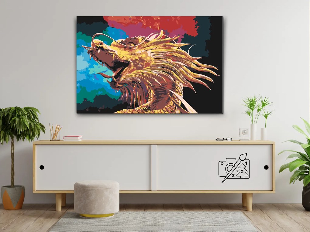 Gario Maľovanie podľa čísel Zlatý drak Rozmery: 80 x 60 cm, Rámovanie: S vnútorným rámom