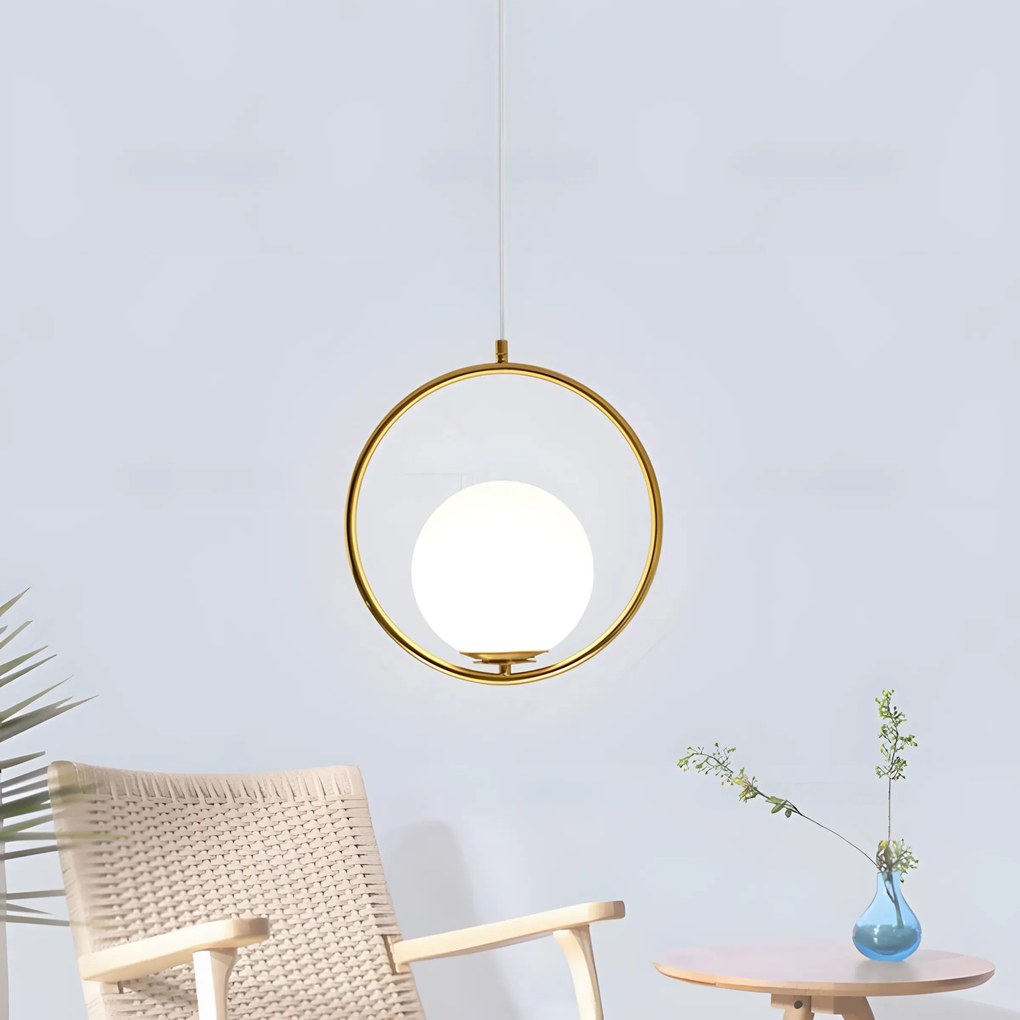 Toolight Toolight, stropná lampa visiaca sklenená guľa z bieleho zlata G109-1W Gold, OSW-09734